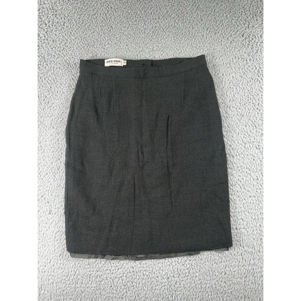 Vintage Giorgio Armani Pencil Skirt Women 8 Pleated Tweed Lined Made In Italy